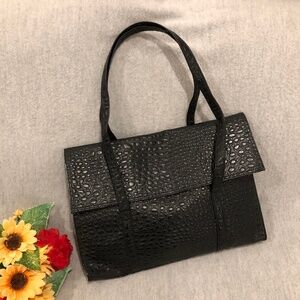 NWOT - Black Reptile-textured Shoulder Bag